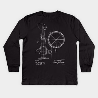 Airplane Vintage Patent Hand Drawing Kids Long Sleeve T-Shirt